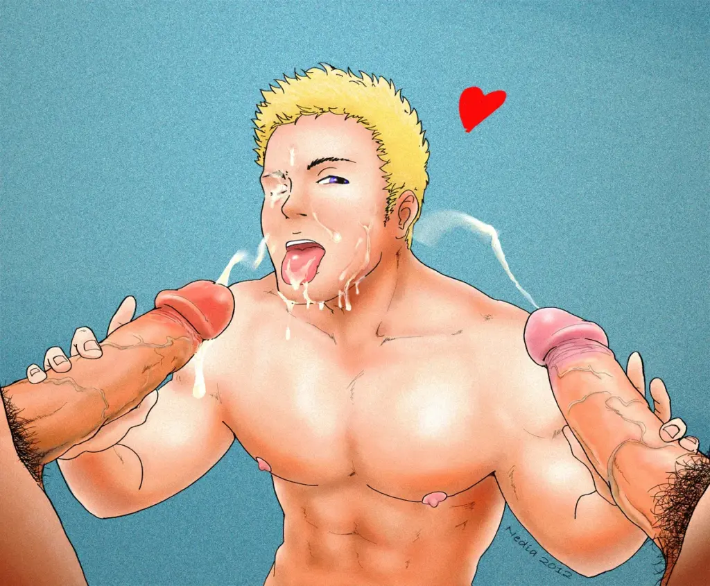 Salpicado de semen en la cara por dos pollones